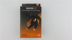 Black LED flashlight gloves retail box, front view