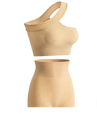 Women's off-shoulder workout suit worn for gym and yoga