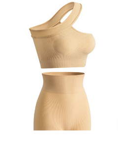 Women's Shockproof Sports Bra & Fitness Outfit – Off-Shoulder Workout Suit for Gym & Yoga