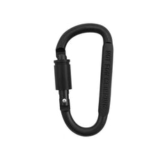 Thickened D-shaped locking carabiner, black with screw-lock gate