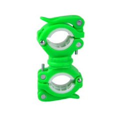 Green bicycle light mounting bracket with two adjustable clamp rings