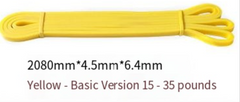 Yellow latex resistance loop band with loop ends, folded and secured
