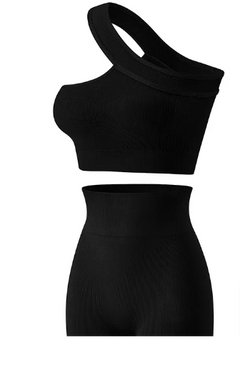 Women's Shockproof Sports Bra & Fitness Outfit – Off-Shoulder Workout Suit for Gym & Yoga