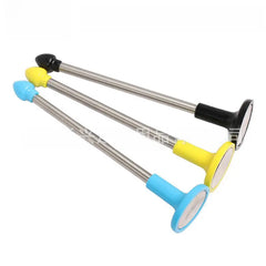 Golf swing indicator tool with three metal rods, blue and yellow pegs, black rubber cone