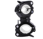 Black bicycle light mounting bracket with white inner clamp openings