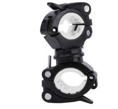 Black bicycle light mounting bracket with white inner clamp openings